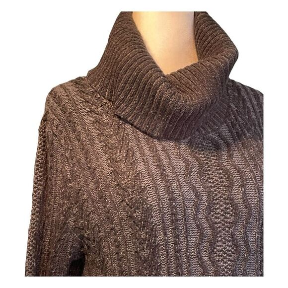 Eight Eight Eight Cowl Neck Cable Knit Sweater Black Chunky Long Sleeve M - Picture 2 of 7